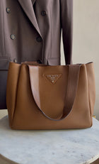 Prada Tan Brown Vitello Daino Leather Tote