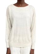 Nilli Lotan Ivory Fine Knit Cashmere Crewneck Sweater - S