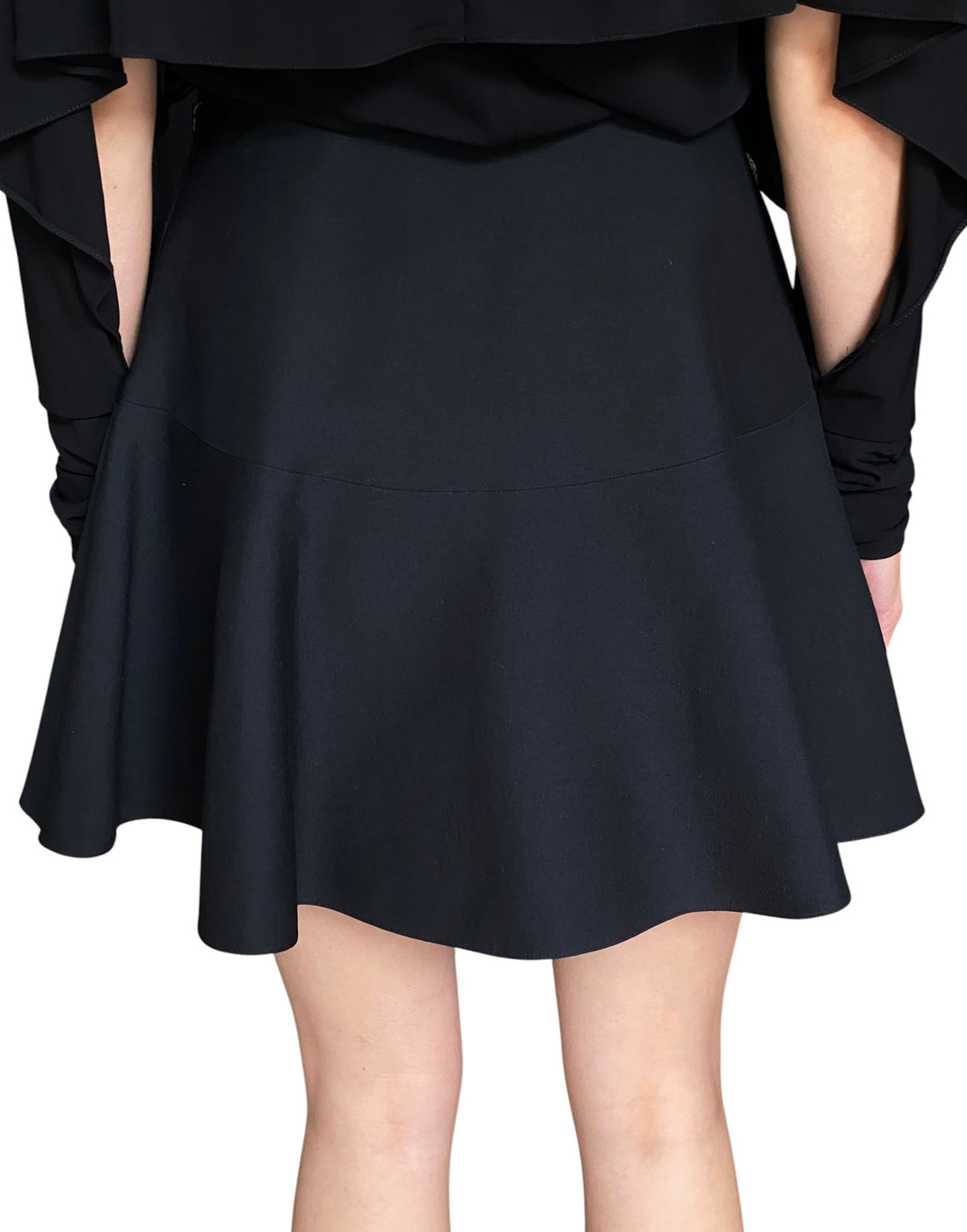 Valentino Black Wool & Silk Flared Mini Skirt - IT 38 / US 4