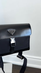 Prada 2023 Black Nylon and Leather Small Crossbody Bag