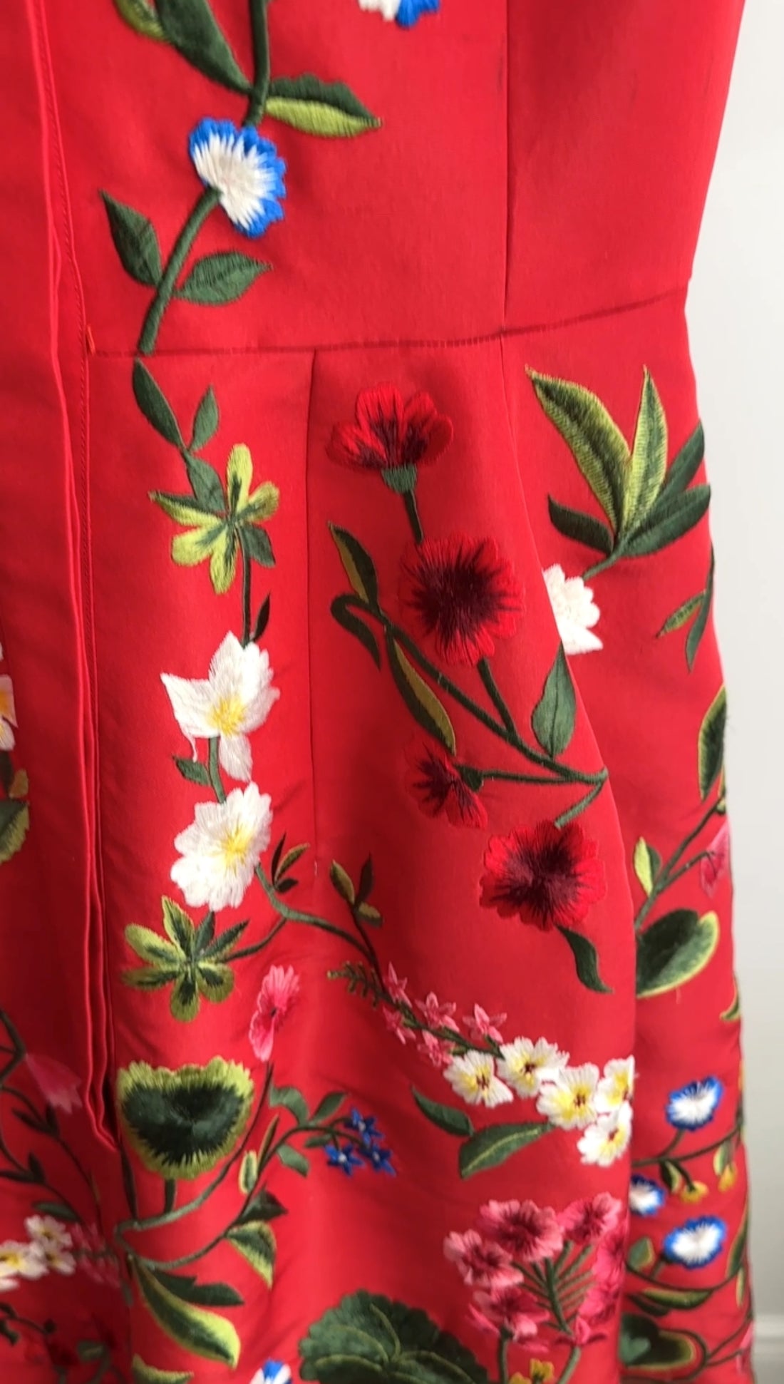 Oscar de la Renta Red Embroidered Cocktail Dress - 4