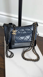 Chanel Small Navy and Black Quilted Gabrielle Chain Bag