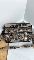 Dior Diorcamp Beige Floral Embroidered Logo Crossbody Messenger Bag