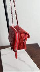 Chanel Red Lambskin Mini Flap Wallet on Chain Crossbody Bag