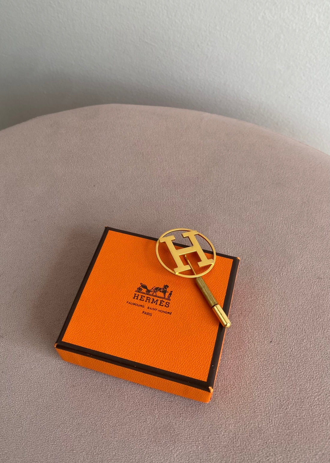 Hermes Vintage 1990's Goldtone H Lapel Stick Pin