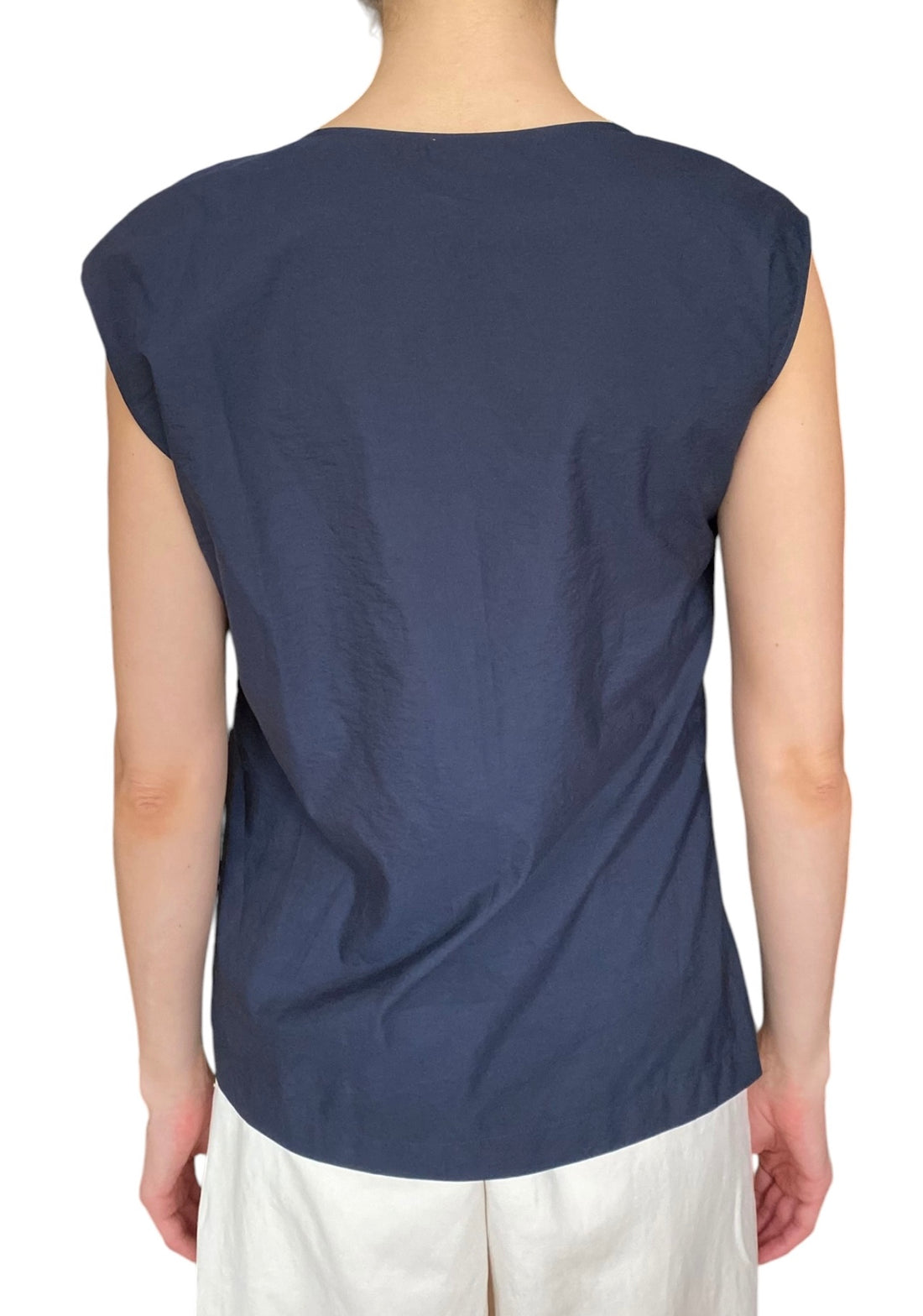 Brunello Cucinelli Navy Floral Applique Sleeveless Top - US 2-4