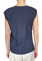 Brunello Cucinelli Navy Floral Applique Sleeveless Top - US 2-4