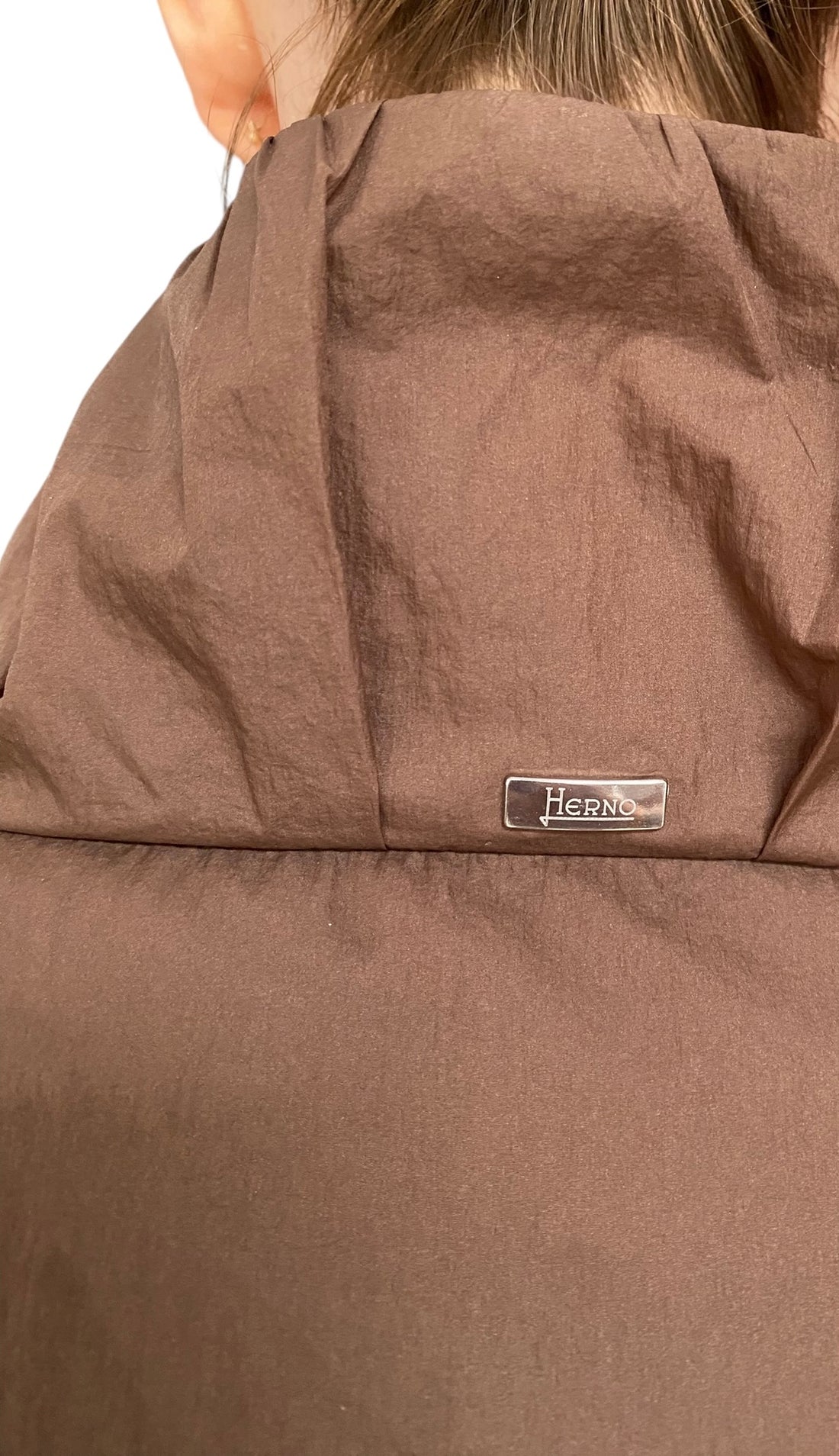 Herno Brown Long Nylon Windbreaker Coat - 42 / US 6-8