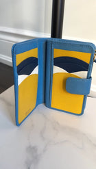 Prada Blue Multicolour Saffiano Leather Compact Wallet