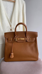 Hermès Vintage 1999 HAC Haut à Courroies Birkin 32 Gold Courchevel Leather Bag GHW