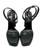 Saint Laurent Black Leather Platz 105mm Platform Sandal - 41