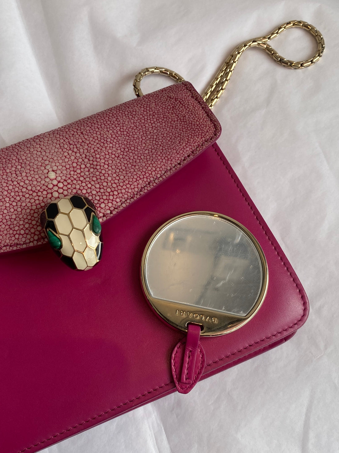Bvlgari Pink Stingray Small Serpenti Crossbody Flap Bag