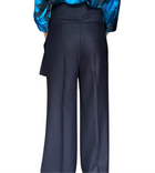 Victoria Beckham Navy Sash Tie Wide Leg Trousers - US 4