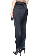 Brunello Cuncinelli Black Satin Wrap Waist Trousers - IT 42 / US 6