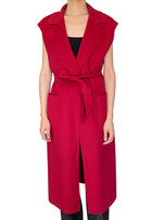 Max Mara Double Red Double Faced Wool Wrap Long Vest - US 8