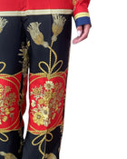 Gucci Red Silk Floral Tassel Print Wide Leg Trousers - 40 / US 4