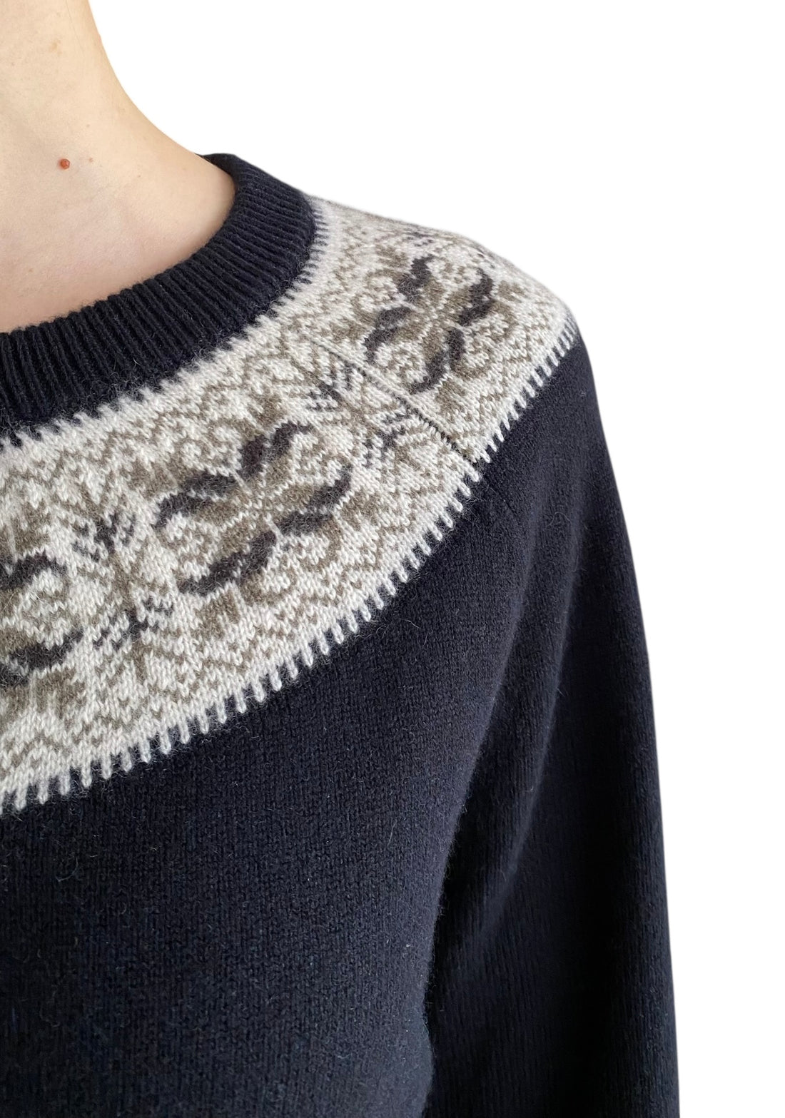 Nili Lotan Navy “Joséfa Fair Isle”Cashmere Cardigan - M