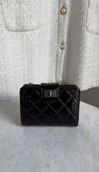 Chanel Black Patent Leather Quilted Reissue Compact Wallet