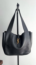 Saint Laurent Le 5 a 7 Black Grained Leather Bea Tote Bag