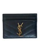 Saint Laurent Grain de Poudre Cassandre Card Holder GHW