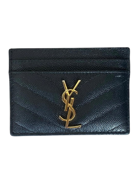Saint Laurent Grain de Poudre Cassandre Card Holder GHW