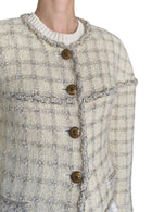 Chanel 2011 Ivory Braided Chain Trim Metallic Tweed Jacket - FR 42 / US 8-10
