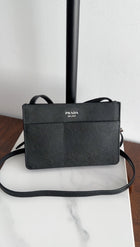 Prada Black Saffiano Leather Phone Pouch