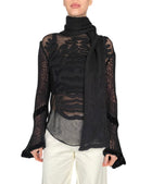 Jean Paul Gaultier Black Fine Knit Embroidered Turtleneck Sweater - XS / S