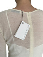 Moré Noir Ivory Ruched Fishtail Midi Dress - M