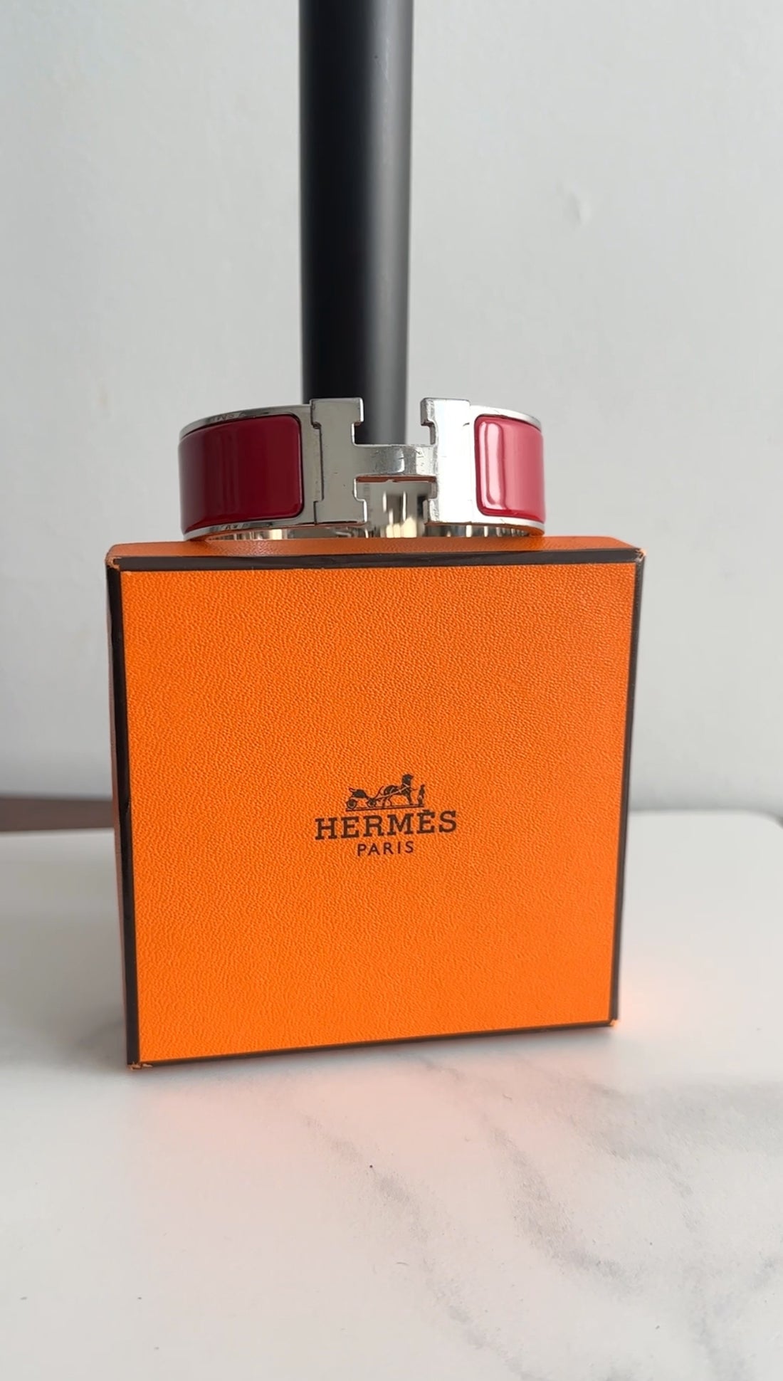 Hermes Red Enamel Clic Clac H Bangle Bracelet PHW - PM