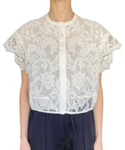 Giambattista Valli White Lace Short Sleeve Blouse - IT 44/ US 8