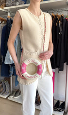 Chanel 2019 C Runway Pink and White La Pausa Lifesaver Round Bag