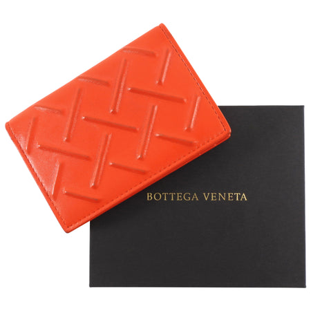 Bottega Veneta Orange Leather Embossed Bifold Card Holder