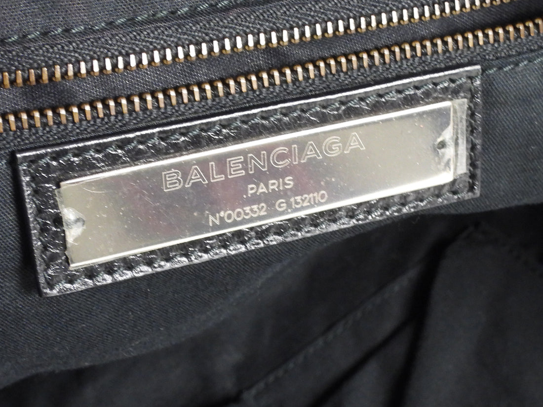 Balenciaga Navy Blue Lambskin Moto Classic City Bag