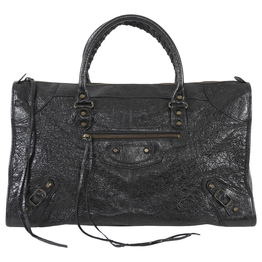 Balenciaga Black AW2014 Arena Lambskin Leather City Large Work Bag