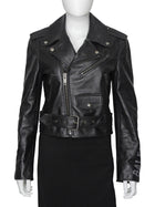 Balenciaga Black Leather Moto Jacket - 38