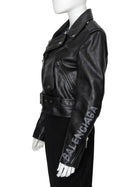 Balenciaga Black Leather Moto Jacket - 38