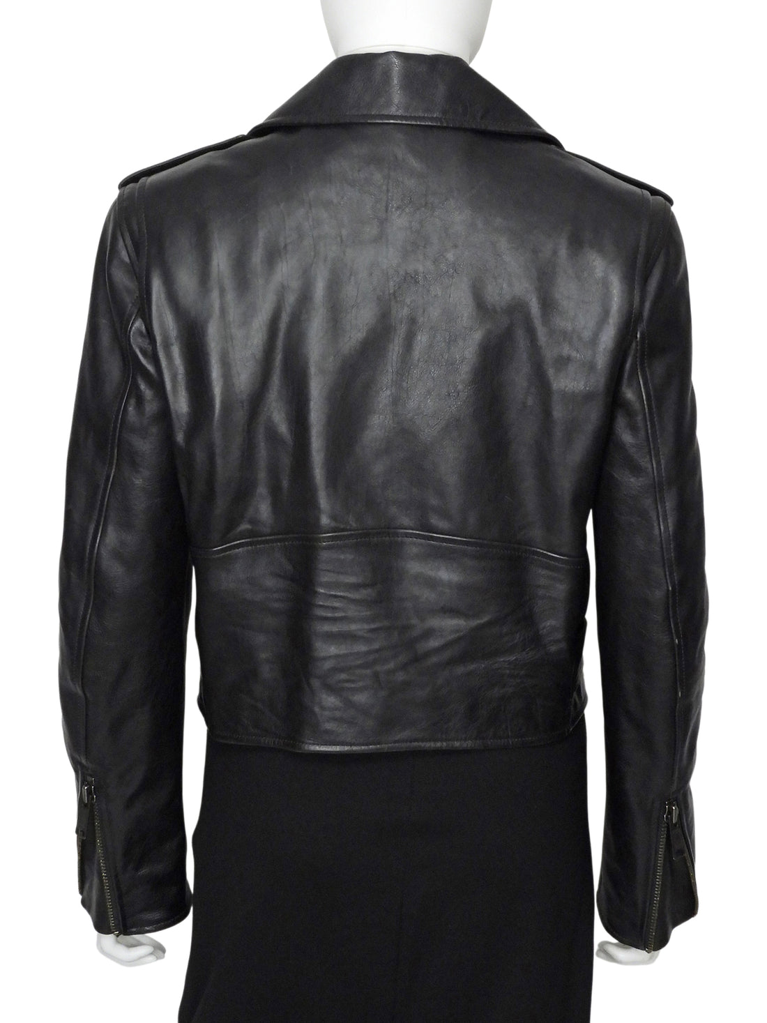 Balenciaga Black Leather Moto Jacket - 38