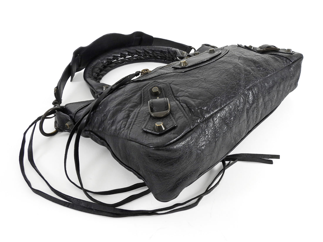 Balenciaga Black Leather Classic Moto City First Bag