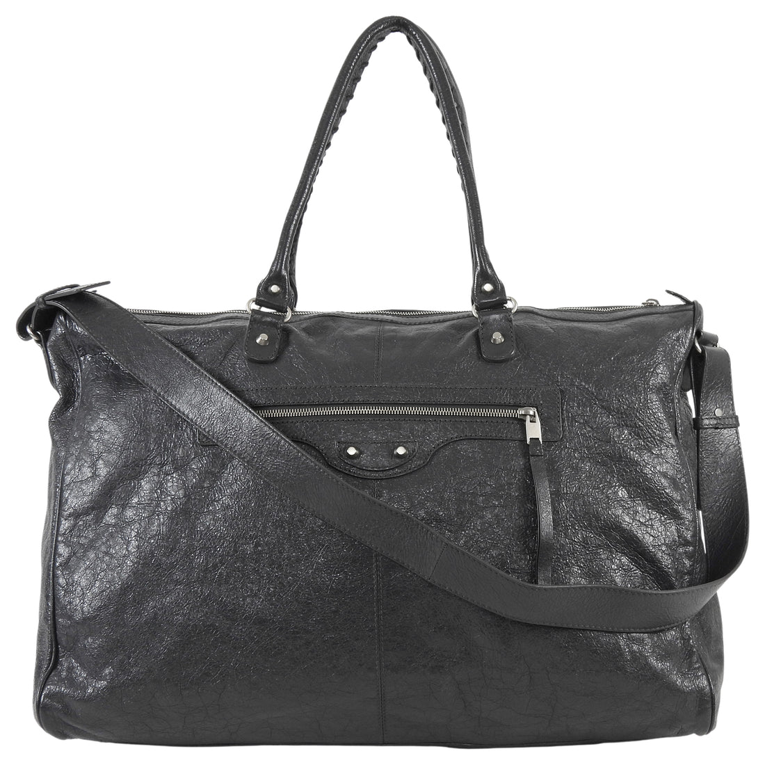 Balenciaga Dark Grey AW2009 Arena Lambskin Leather Large Weekender Duffle Bag