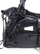 Balenciaga Dark Navy Blue Arena Lambskin Leather The First City Bag