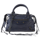 Balenciaga Dark Navy Blue Arena Lambskin Leather The First City Bag