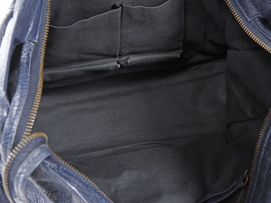 Balenciaga Midnight Navy AW2015 Arena Lambskin Leather Medium Classic City Moto Bag Medium