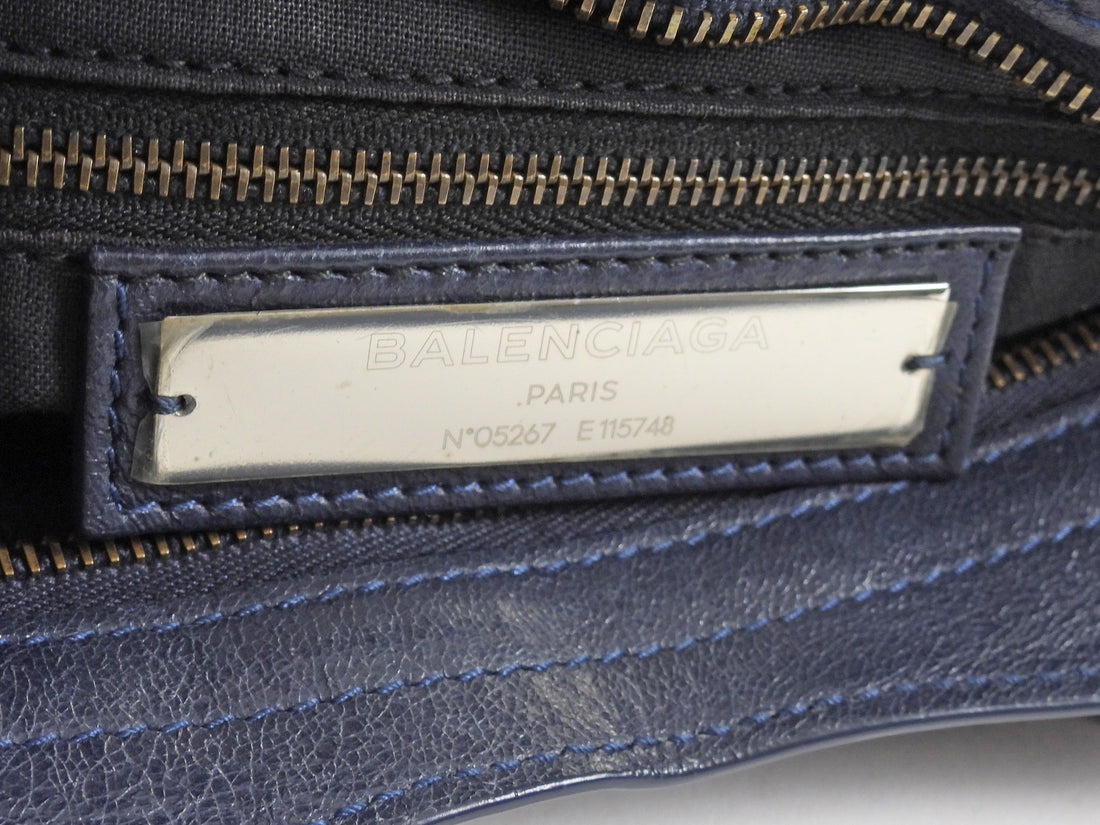 Balenciaga Midnight Navy AW2015 Arena Lambskin Leather Medium Classic City Moto Bag Medium