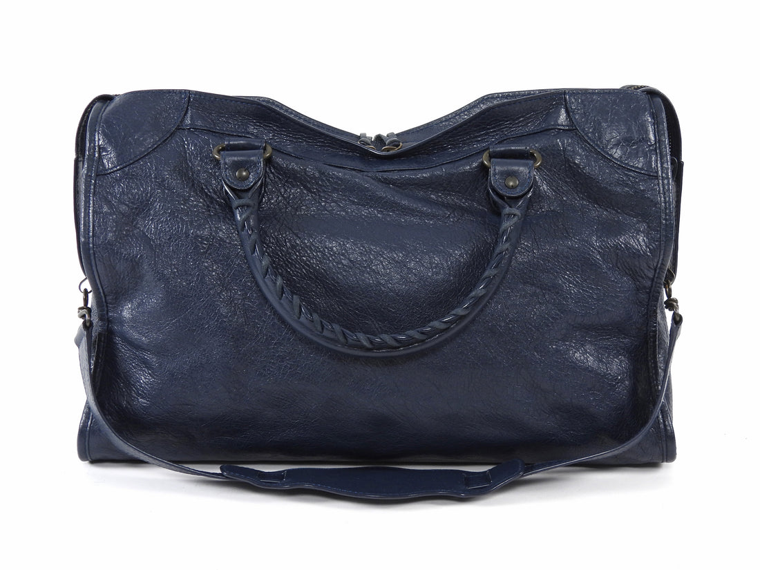 Balenciaga Midnight Navy AW2015 Arena Lambskin Leather Medium Classic City Moto Bag Medium