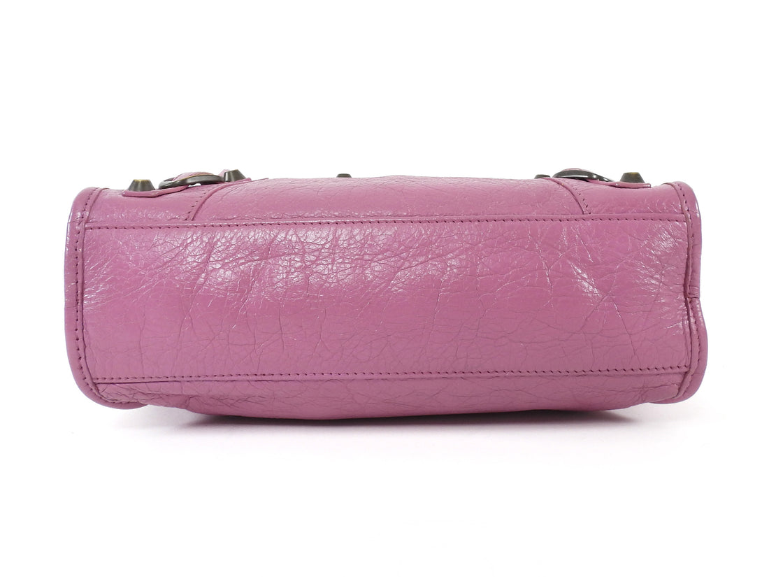 Balenciaga Pink Rose Berlingot Leather Classic Moto City Bag