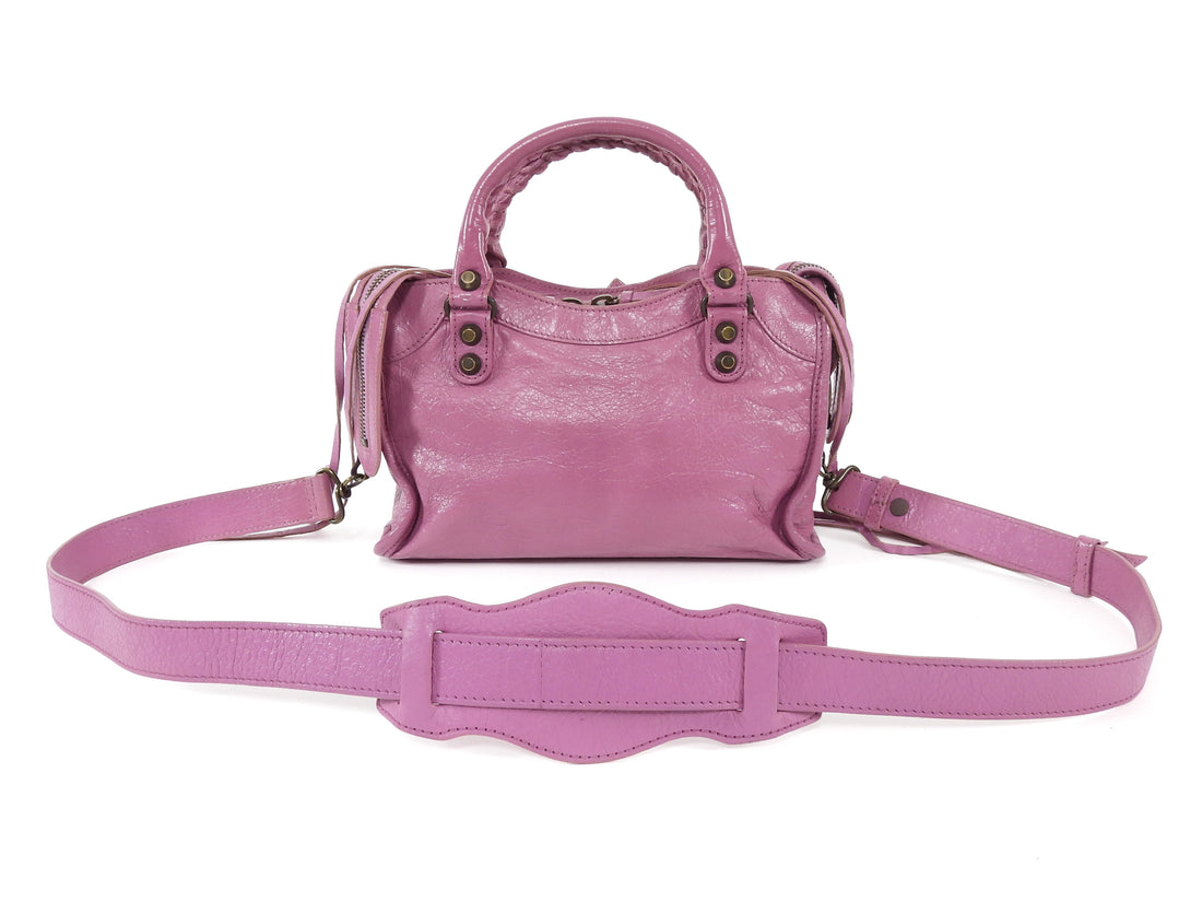 Balenciaga Pink Rose Berlingot Leather Classic Moto City Bag