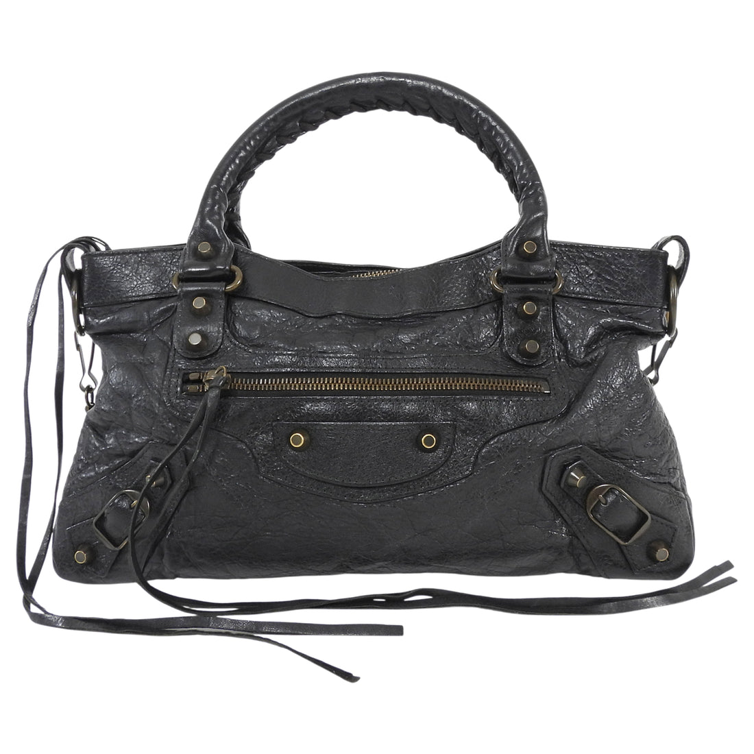 Balenciaga Black Leather Classic Moto City First Bag