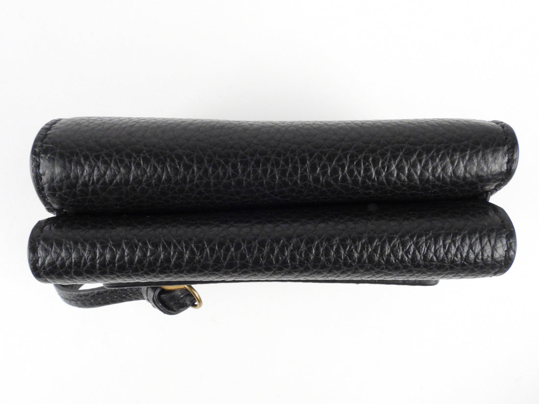 Balenciaga Black Grained Leather Neo City Tri-Fold Mini Wallet