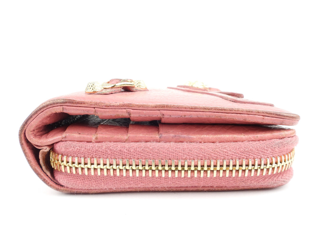 Balenciaga Pink Agneau Leather Moto Classic City Bifold Wallet